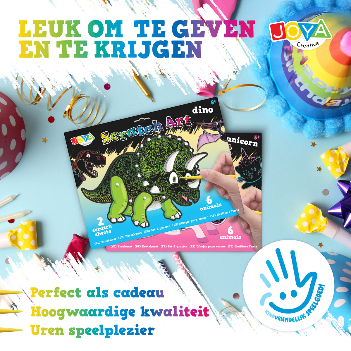 Joya Creative Set Dino Scratch Art - Libro para rascar para niños con dinosaurios, dibujos para rascar y mágicos efectos de arcoíris