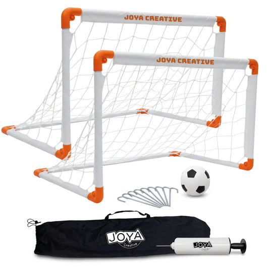 Joya Creative Voetbaldoeltjes Set van 2 – Opvouwbare Voetbaldoelen met Voetbal, Handpomp en Draagtas voor Kinderen