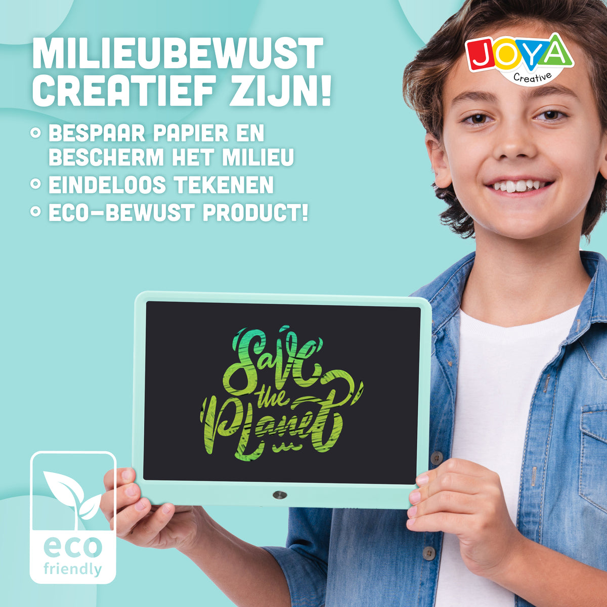 Joya Creative Digitaal Tekenbord 15 Inch Blauw – LCD Tekentablet voor Kinderen met Wisfunctie