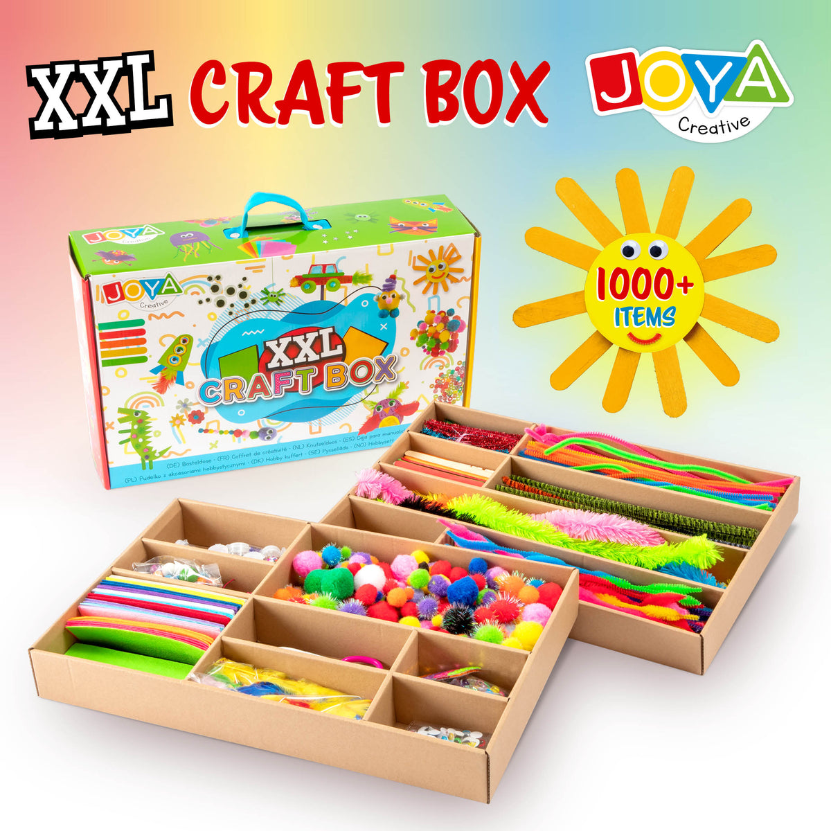 Joya Creative Knutselkoffer 1000 Delig – Complete Knutselset voor Kinderen met Knutselspullen in Opbergkoffer