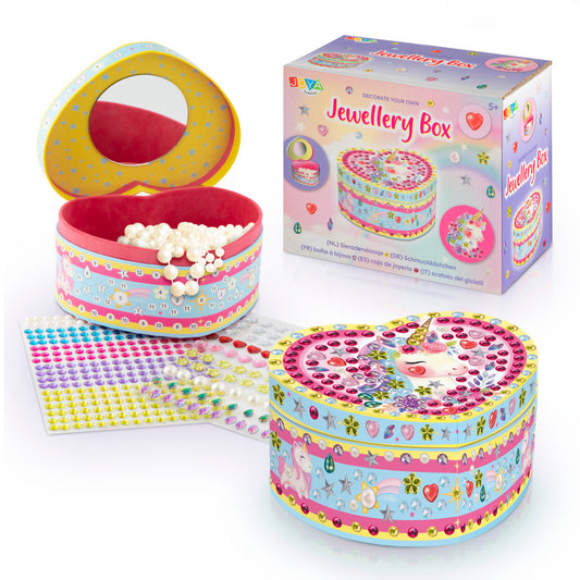 Joya Creative Unicorn Sieradendoosje Versieren – DIY Knutselpakket voor Meisjes met Glitterstickers en armbandje