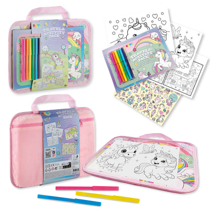 Joya Creative Juguete de viaje de unicornio para niñas - Libro para colorear, pegatinas y rotuladores para el trayecto y las vacaciones