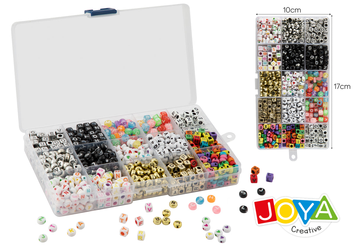 Joya Creative Letter Beads Set 1200+ Pieces – ABC Beads, Heart Beads & Letter Beads for Bracelet Making and Jewelry Making