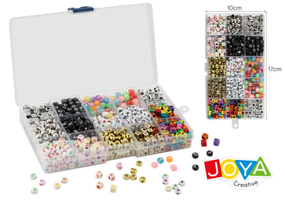 Joya Creative Letter Beads Set 1200+ Pieces – ABC Beads, Heart Beads & Letter Beads for Bracelet Making and Jewelry Making