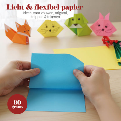 Joya Creative Papel de colores A4 de 100 hojas - Papel de manualidades de 80 gramos en 10 colores con libro de inspiración incluido