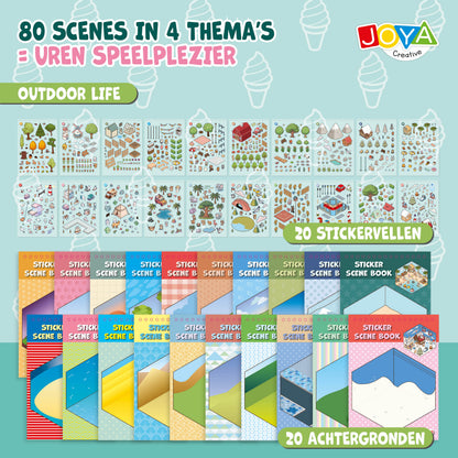 Joya Creative Libro de pegatinas 3D Scene 4 en 1 - Libro de escenas con pegatinas y 80 escenas para niños y adultos | Tapa dura con encuadernación de anillas
