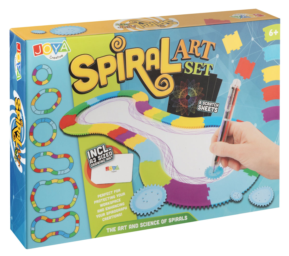 Joya Creative Lujoso set de espirógrafo Designer Art de 60 piezas – Kit de dibujo de mandalas con scratch art y juguete Montessori