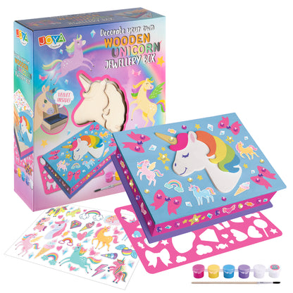 Joya Creative Kit de manualidades de unicornio 4 en 1 – Pintura, pegatinas, pixel art y decoración de joyero