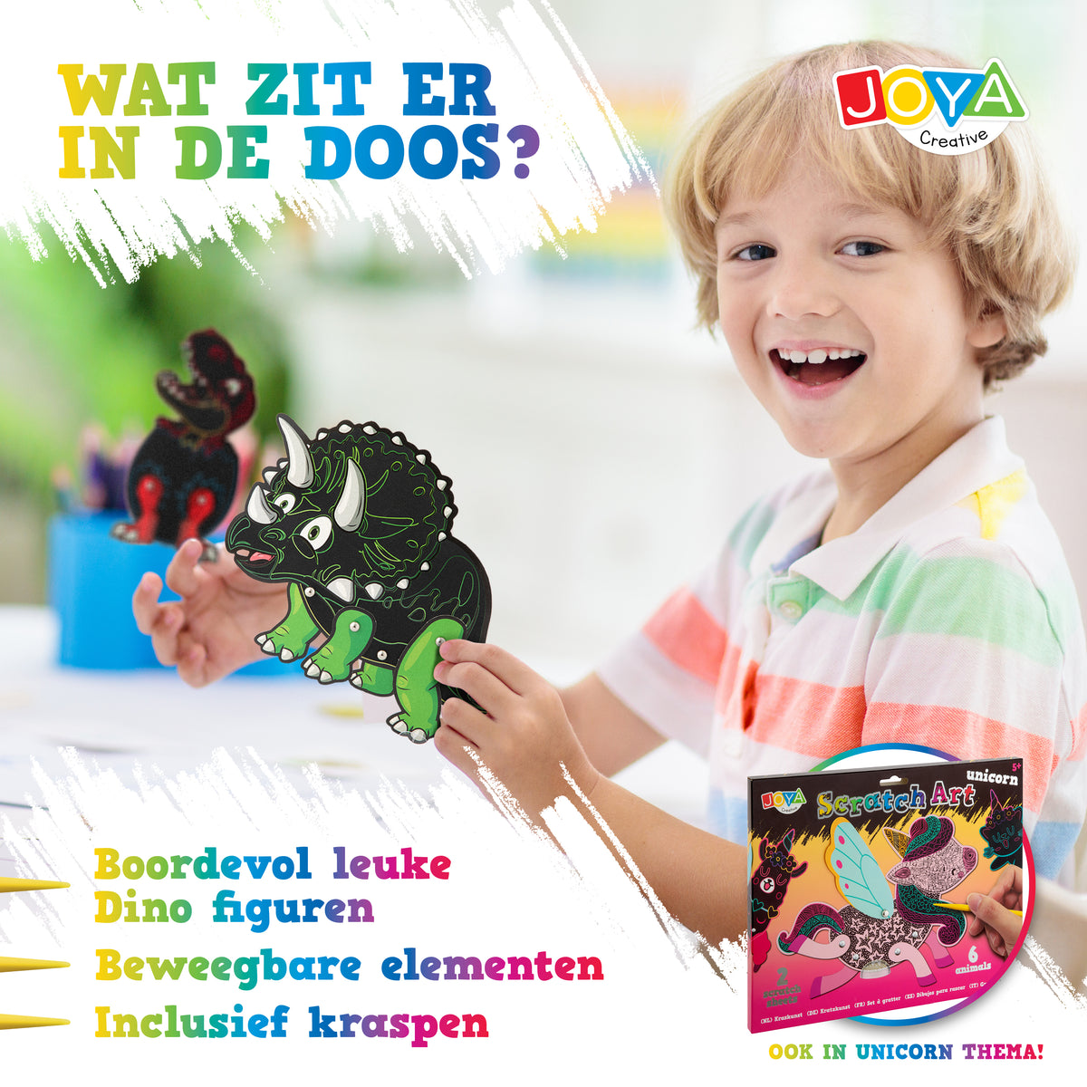 Joya Creative Set Dino Scratch Art - Libro para rascar para niños con dinosaurios, dibujos para rascar y mágicos efectos de arcoíris