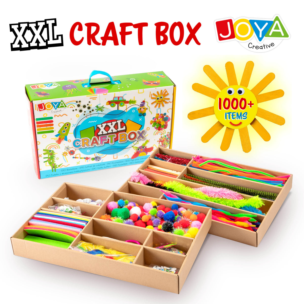 Joya Creative Knutselkoffer 1000 Delig – Complete Knutselset voor Kinderen met Knutselspullen in Opbergkoffer