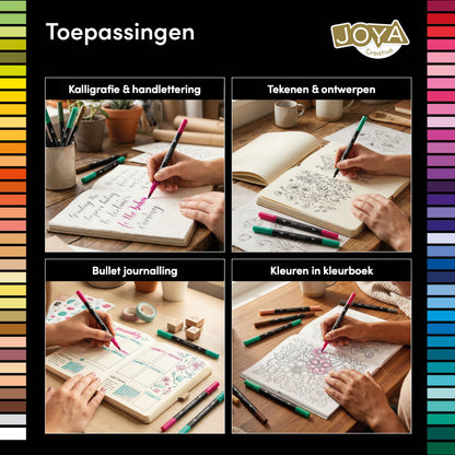 Joya Creative Set de fineliners dobles y rotuladores de pincel de 80 piezas – Rotuladores de colores para lettering, bullet journaling y dibujo