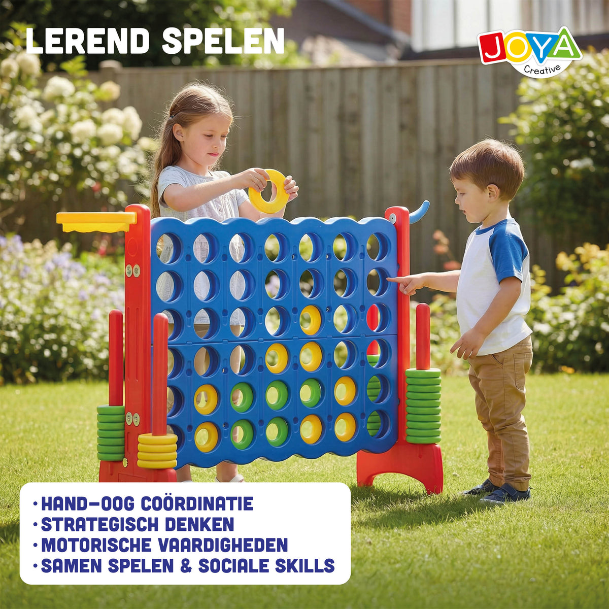 Joya Creative Juguete de exterior 3 en 1 – XXL 4 en raya, juego de baloncesto y juego de lanzamiento de aros para interior y exterior