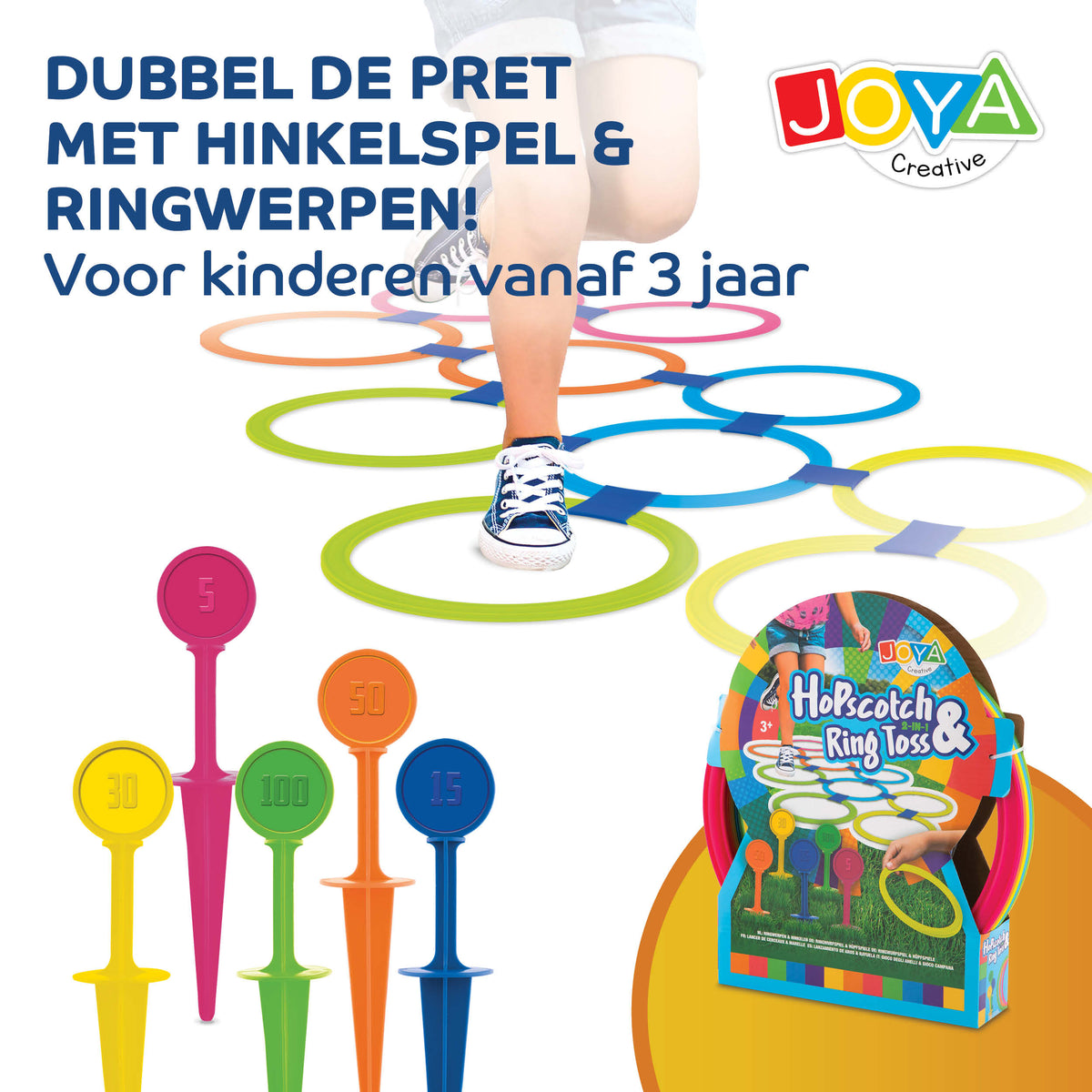 Joya Creative 2-in-1 Buitenspeelgoed – Ringwerpen & Hinkelspel voor Kinderen vanaf 3 Jaar