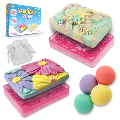 Joya Creative Kit para hacer jabón para niños - Set de jabón floral DIY con plastilina de jabón, moldes y bolsitas de regalo