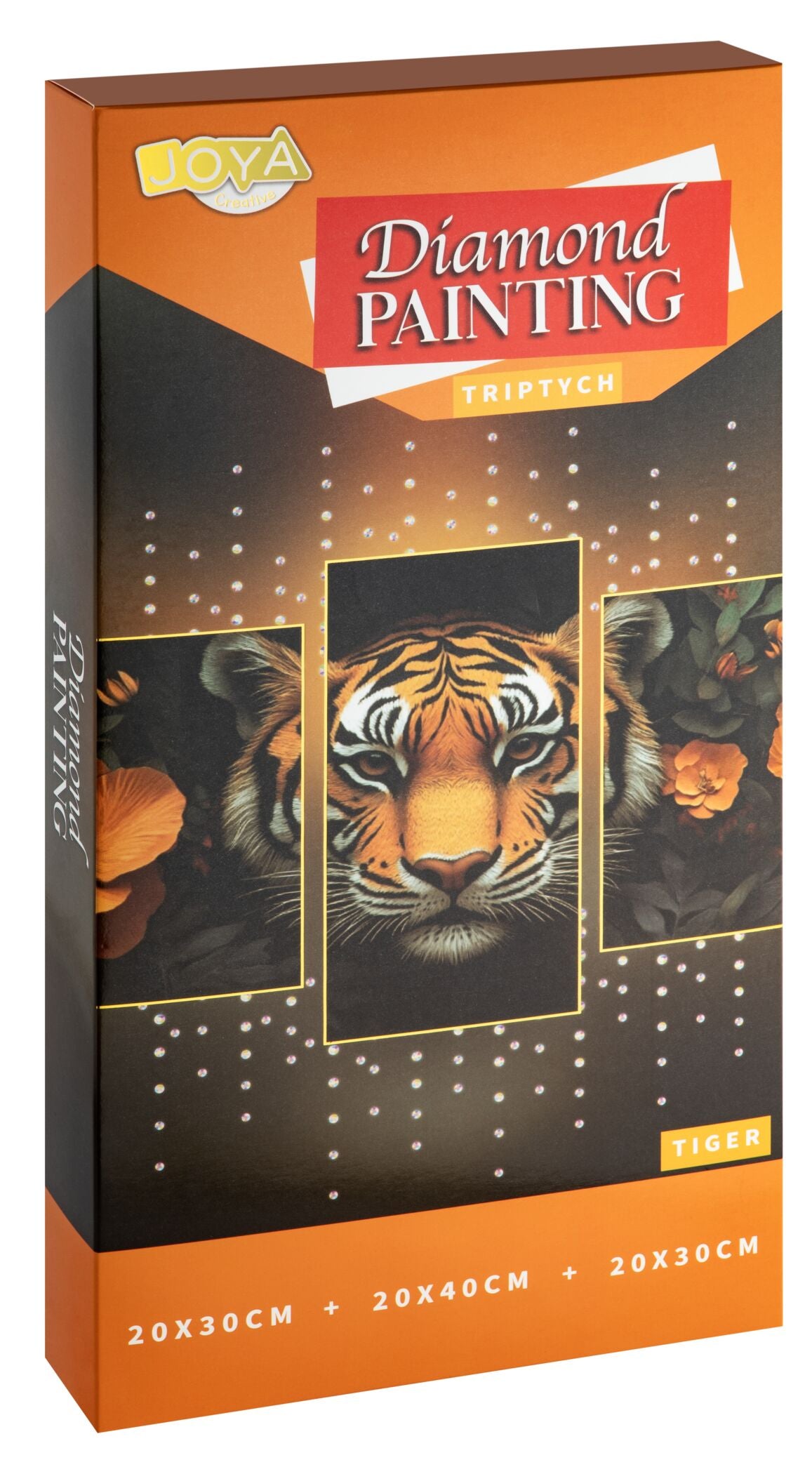 Joya Creative Diamond Painting Tijger Drieluik – DIY Diamond Painting Volwassenen met 3 Panelen en Ronde Steentjes