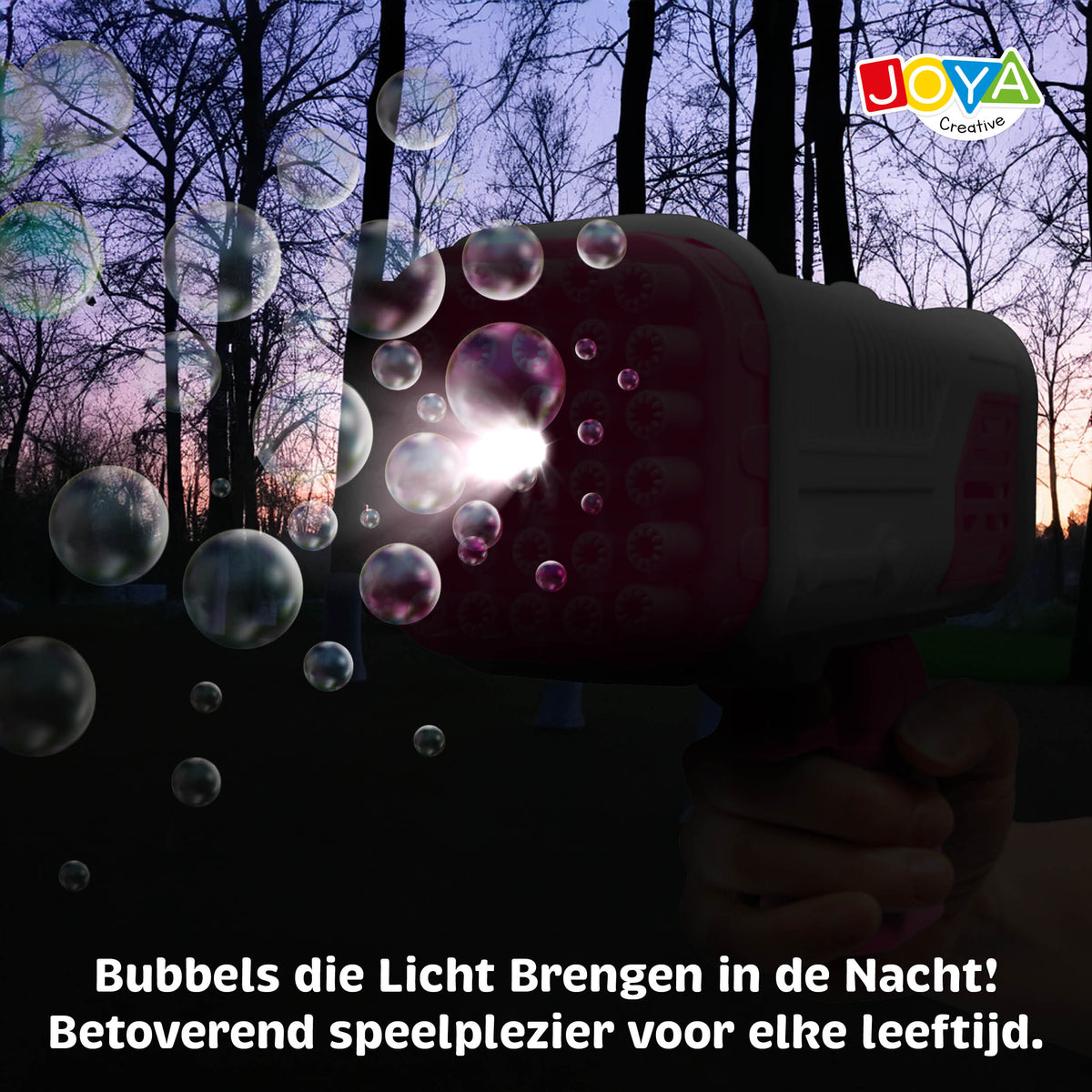 Joya Creative Bubble Gun with LED Lighting - Automatic Bubble Gun for Kids Including Bubble Solution