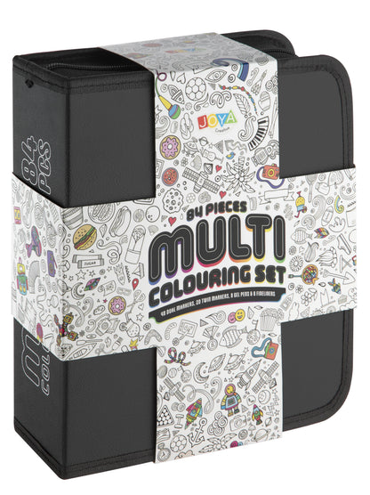 Joya Creative Set de rotuladores creativos de 84 piezas - Twinmarkers, rotuladores de pincel, fineliners y bolígrafos de gel en una lujosa cartera de almacenamiento