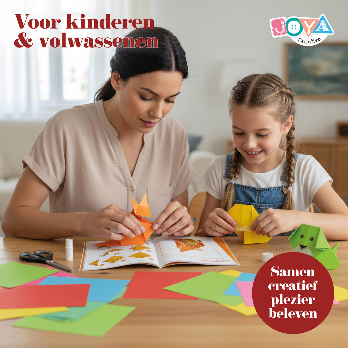 Joya Creative Papel de colores A4 de 100 hojas - Papel de manualidades de 80 gramos en 10 colores con libro de inspiración incluido