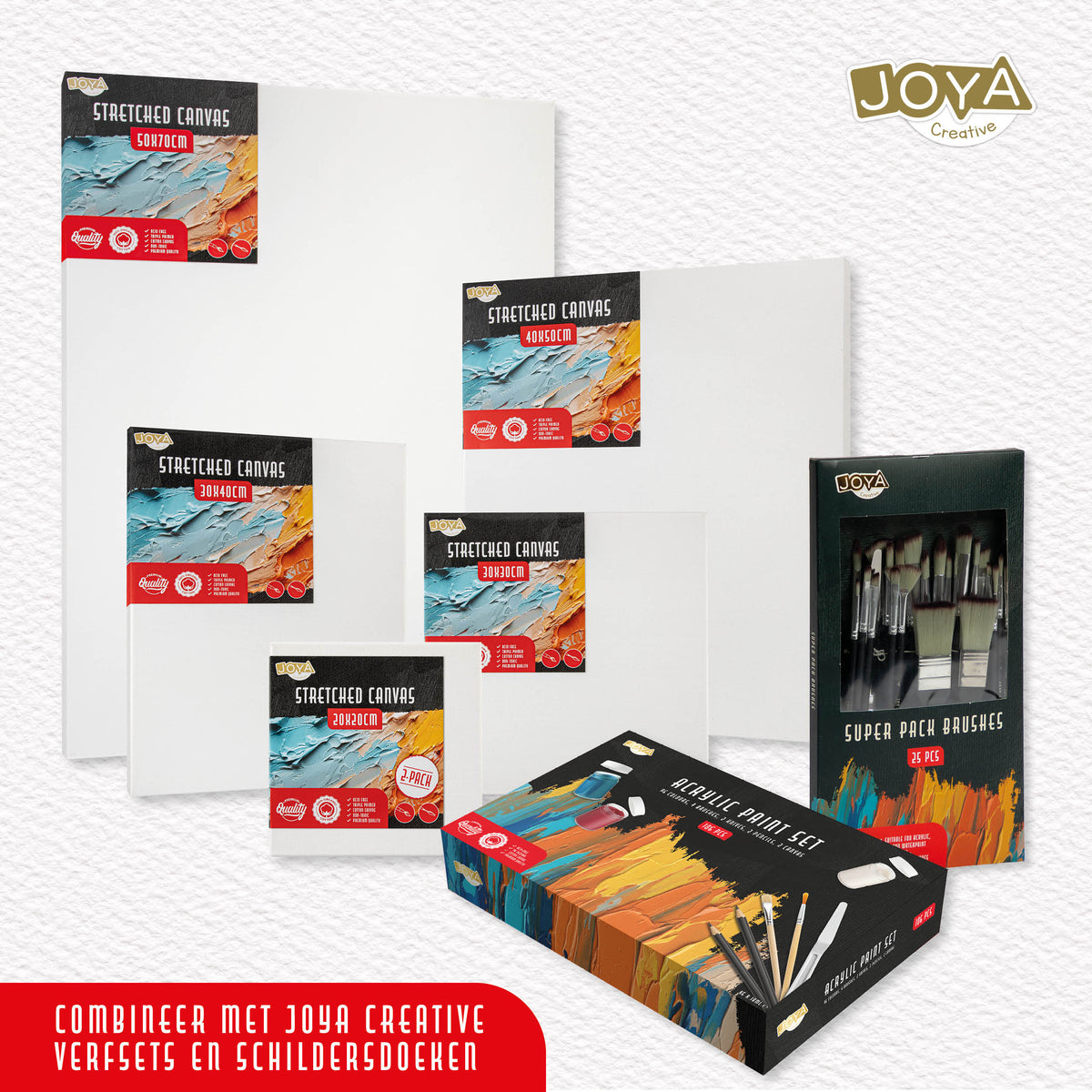 Joya Creative Set de pinceles de 25 piezas – Brochas profesionales y pinceles finos para pintura acrílica, acuarela y óleo