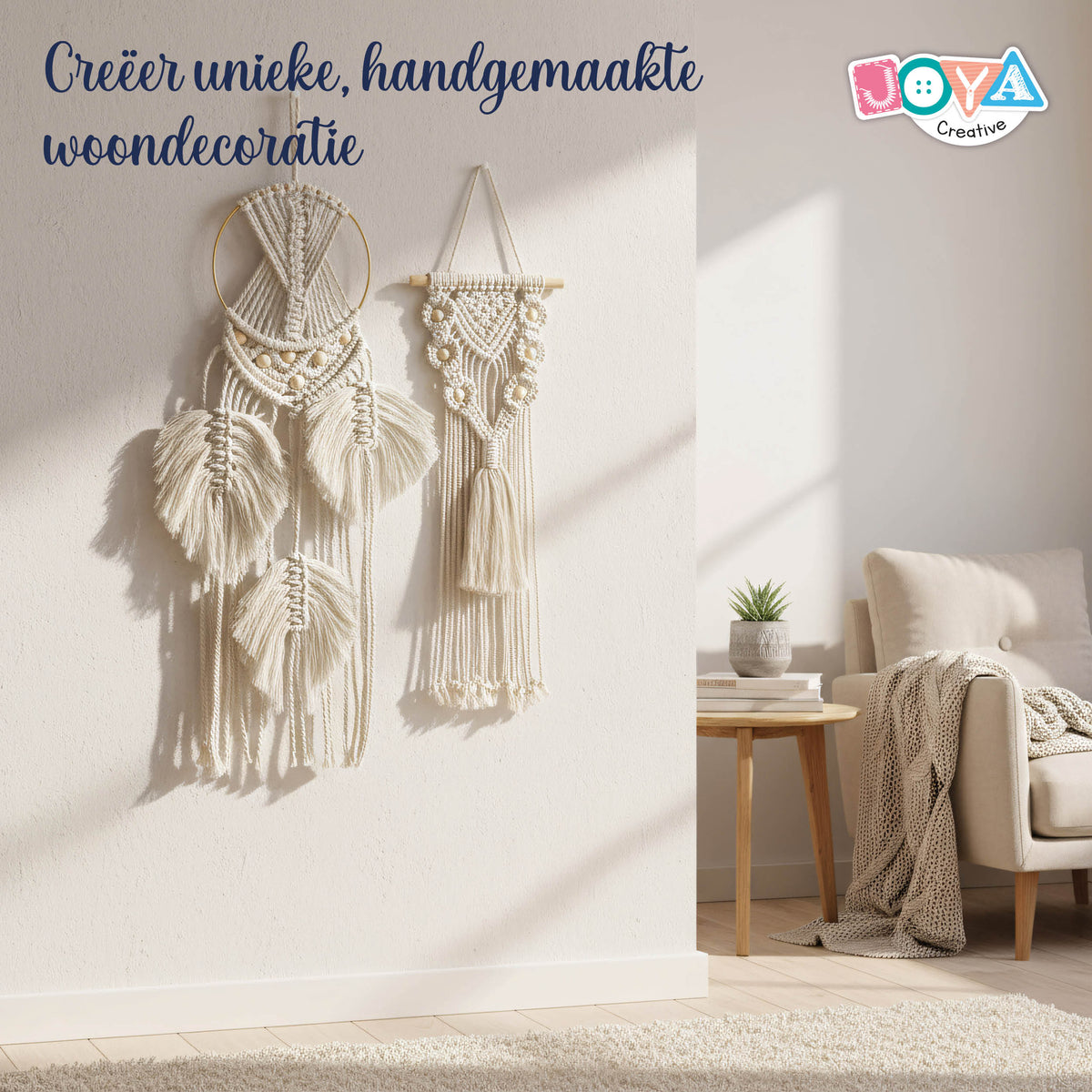 Joya Creative Set de macramé 2 en 1 – Crea tu propio tapiz de pared y atrapasueños, kit de manualidades DIY para adultos