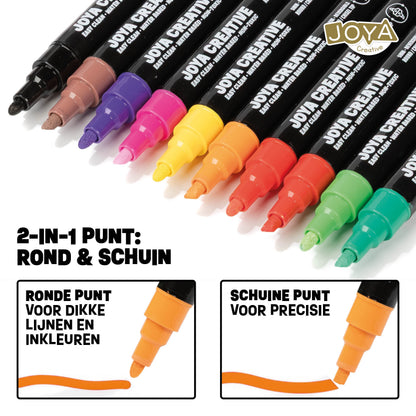 Joya Creative Raamstiften Set 20 Delig – Afwasbare Krijtstiften voor Ramen, Krijtborden en Glas