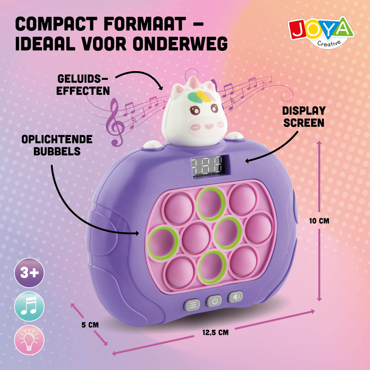 Joya Creative Pop It Game Controller Unicorn – 999 Levels Fidget Game met Licht, Geluid en Digitaal Display