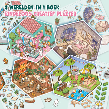 Joya Creative Libro de pegatinas 3D Scene 4 en 1 - Libro de escenas con pegatinas y 80 escenas para niños y adultos | Tapa dura con encuadernación de anillas