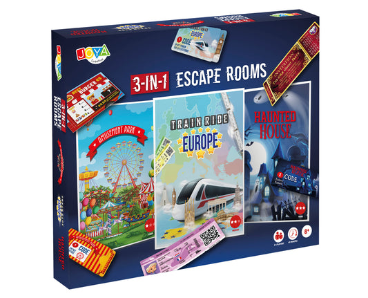 Joya Creative 3-in-1 Escape Room Spel – Escape Box met 3 Avonturen voor het Hele Gezin | 2-4 Spelers vanaf 8 Jaar