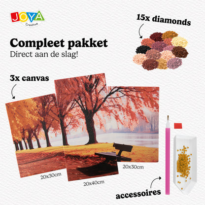 Diamond Painting de naturaleza en tríptico para adultos DIY - Kit de Diamond Painting - Piedras redondas - Incluye bolígrafo para Diamond Painting - Para adultos y niños - Tamaños 40x20cm y 30x20cm - Joya Creative