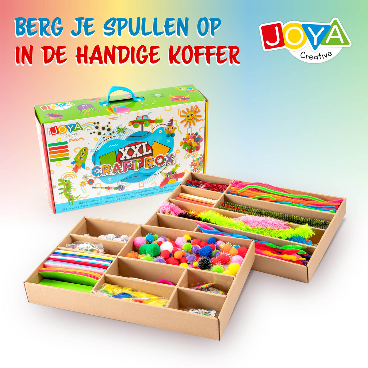 Joya Creative Knutselkoffer 1000 Delig – Complete Knutselset voor Kinderen met Knutselspullen in Opbergkoffer