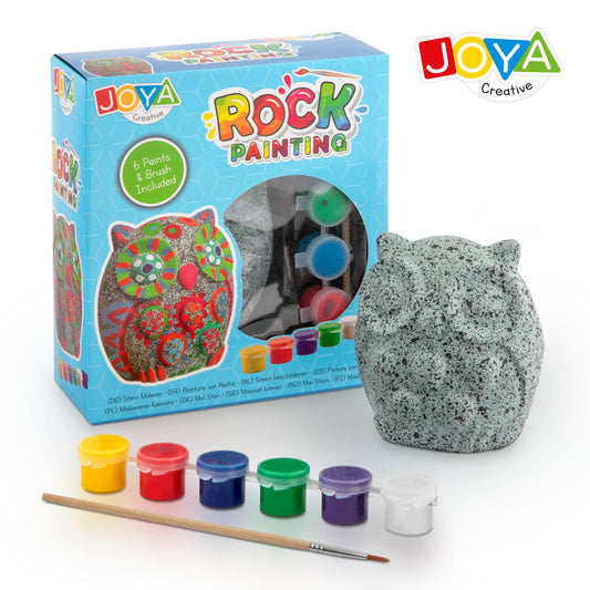Joya Creative Happy Stones Painting Kit Owl - Complete Stone Painting Set for Children with Paint & Brush