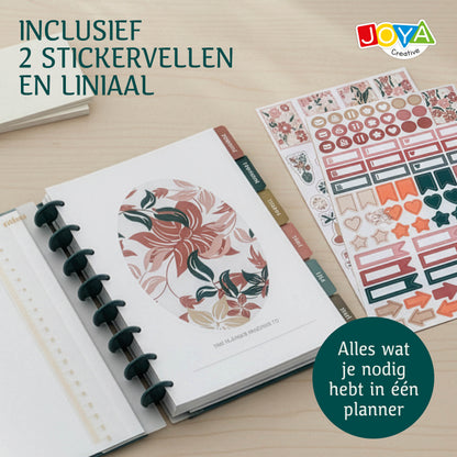 Joya Creative Luxe Planner A5 Ongedateerd – Hardcover Agenda, Ringband Journal, Organizer met Stickers en Liniaal