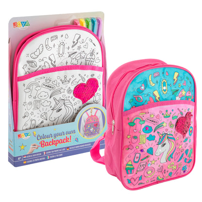 Joya Creative Mochila de unicornio para colorear – Kit de manualidades DIY con rotuladores textiles para niñas