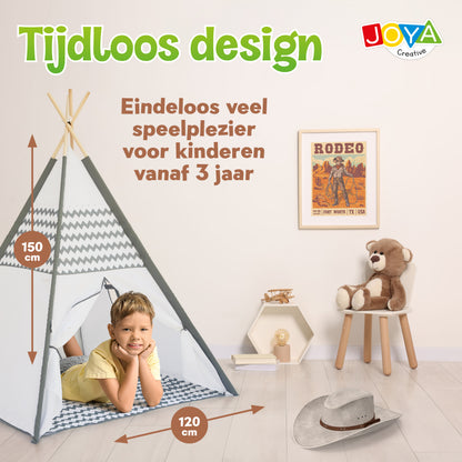 Joya Creative Tipi Tent for Children – Wigwam Play Tent with Floor Mat and FSC Wooden Poles