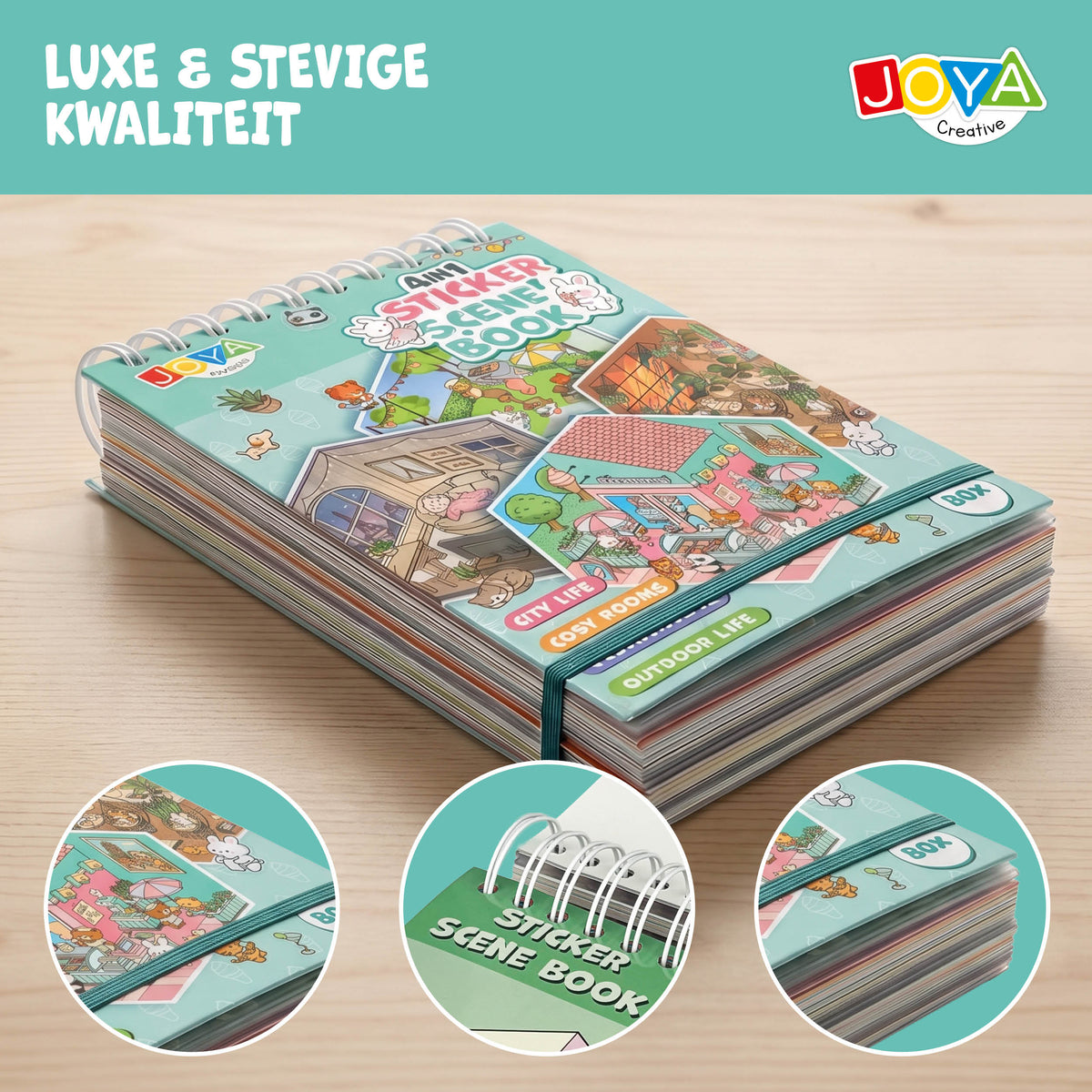 Joya Creative Libro de pegatinas 3D Scene 4 en 1 - Libro de escenas con pegatinas y 80 escenas para niños y adultos | Tapa dura con encuadernación de anillas