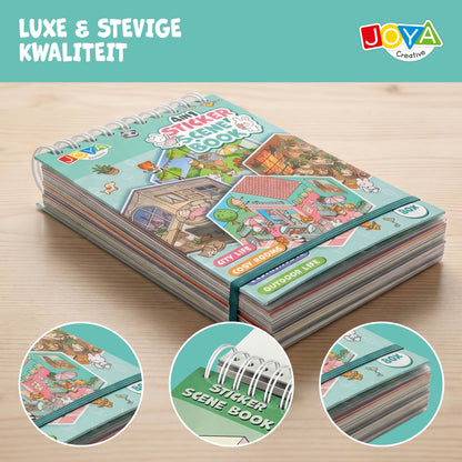 Joya Creative Libro de pegatinas 3D Scene 4 en 1 - Libro de escenas con pegatinas y 80 escenas para niños y adultos | Tapa dura con encuadernación de anillas
