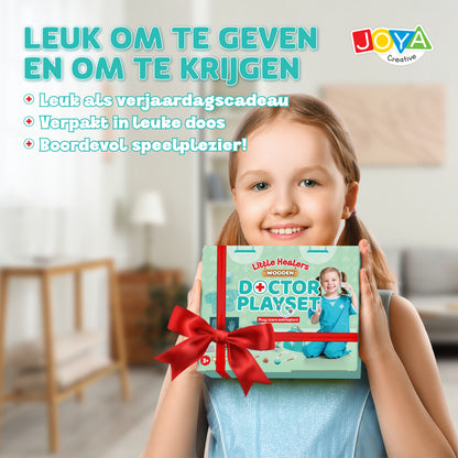 Joya Creative Set de médico de madera de 21 piezas - Maletín de médico FSC con bata de médico para niños