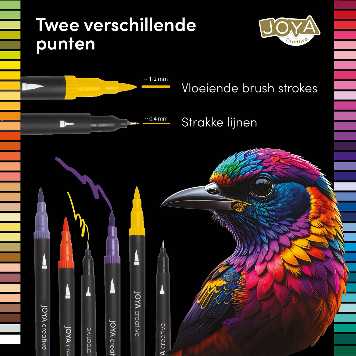 Joya Creative Set de fineliners dobles y rotuladores de pincel de 80 piezas – Rotuladores de colores para lettering, bullet journaling y dibujo