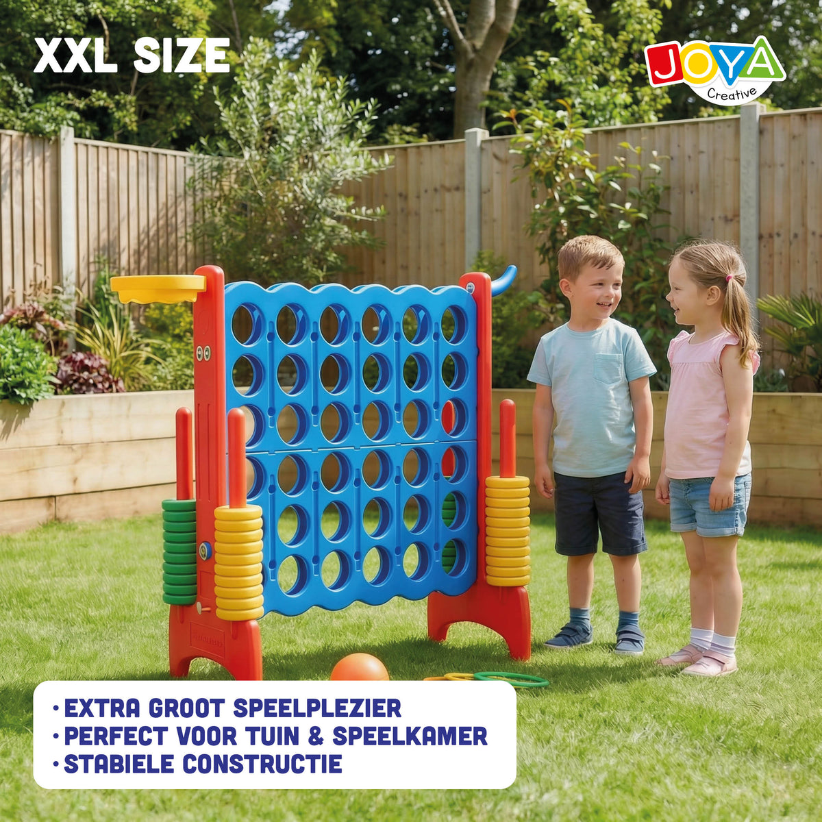 Joya Creative Juguete de exterior 3 en 1 – XXL 4 en raya, juego de baloncesto y juego de lanzamiento de aros para interior y exterior