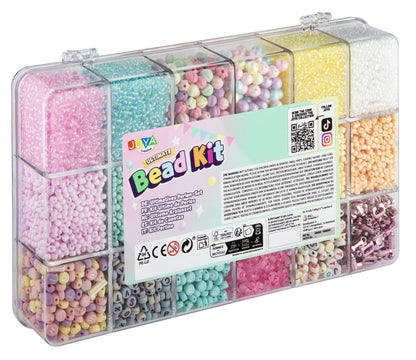 Joya Creative Luxe Bead Set 10,000 Pieces Pastel Pop Party - Bracelet Making with Letter Beads, Glass Beads, and Storage Box