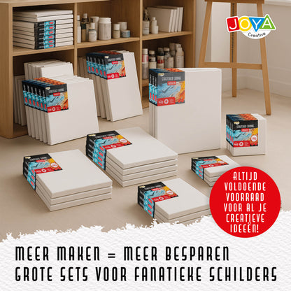 Joya Creative Lienzos para pintar 20x20 cm – Set de 24 lienzos de 100% algodón para pintura acrílica, pintura al óleo y manualidades