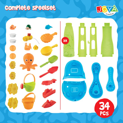 Joya Creative Mesa de agua azul y verde de 34 piezas – Mesa de juegos de agua para niños con cascada y accesorios
