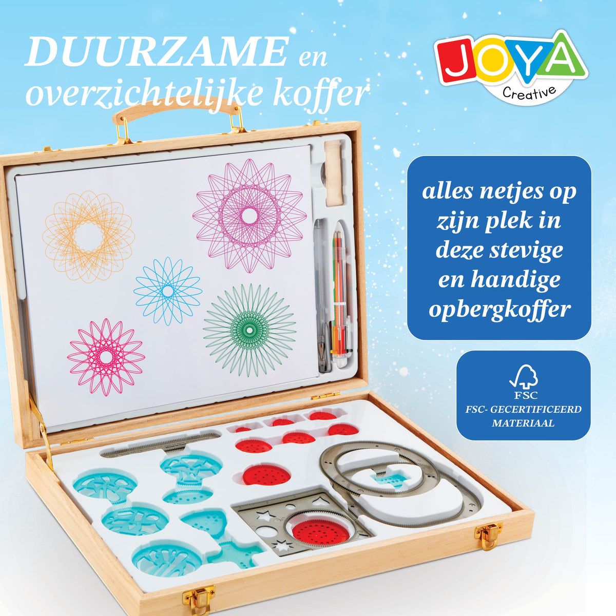 Joya Creative Set de arte en espiral de 24 piezas – Kit de dibujo de espirógrafo con lujoso maletín de madera