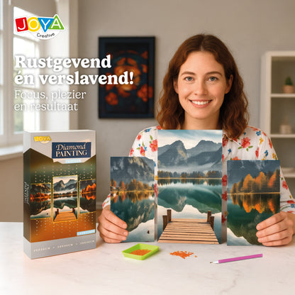Joya Creative Diamond Painting Landschap Drieluik – DIY Diamond Painting Volwassenen met 3 Panelen en Ronde Steentjes