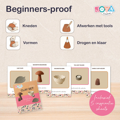 Joya Creative Set de arcilla para modelar para adultos de 13 piezas - Kit DIY de decoración del hogar con arcilla de secado al aire en tonos naturales