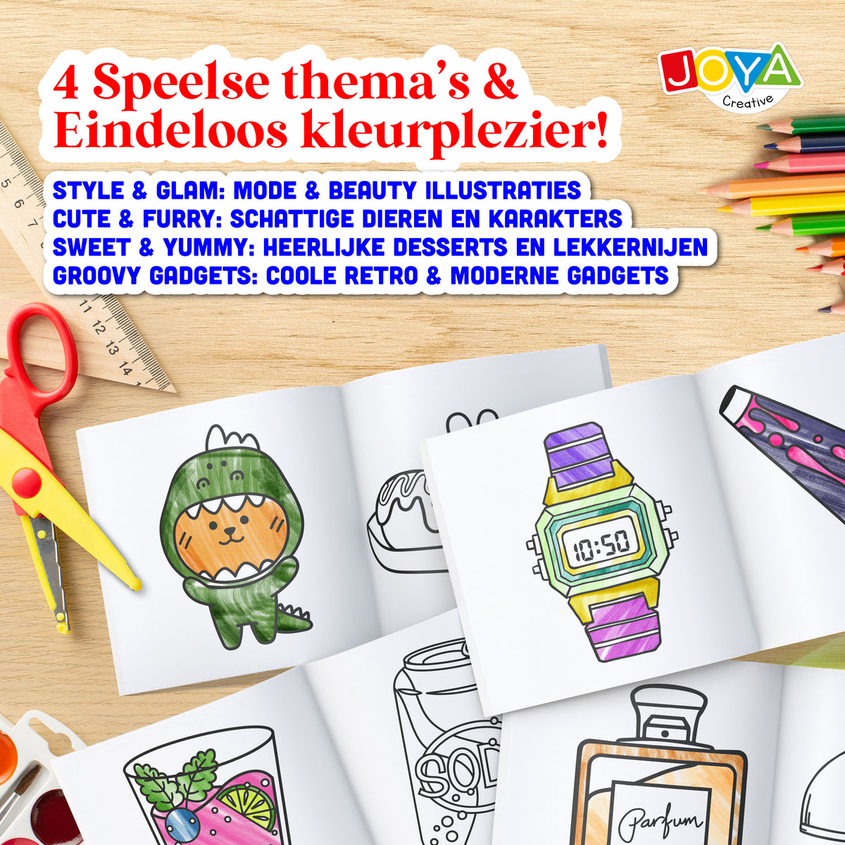 Joya Creative Cozy Coloring Set 4-Piece – Easy Coloring Books for Kids and Adults with 192 Coloring Pages