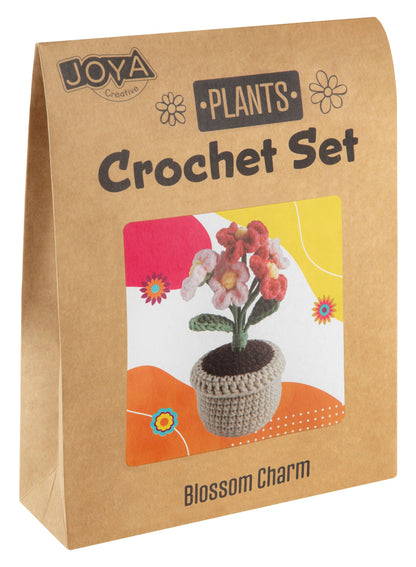 Joya Creative Haakpakket Planten & Bloemen 4 Delig – Complete Amigurumi Haakset voor Volwassenen met Ergonomische Haaknaalden