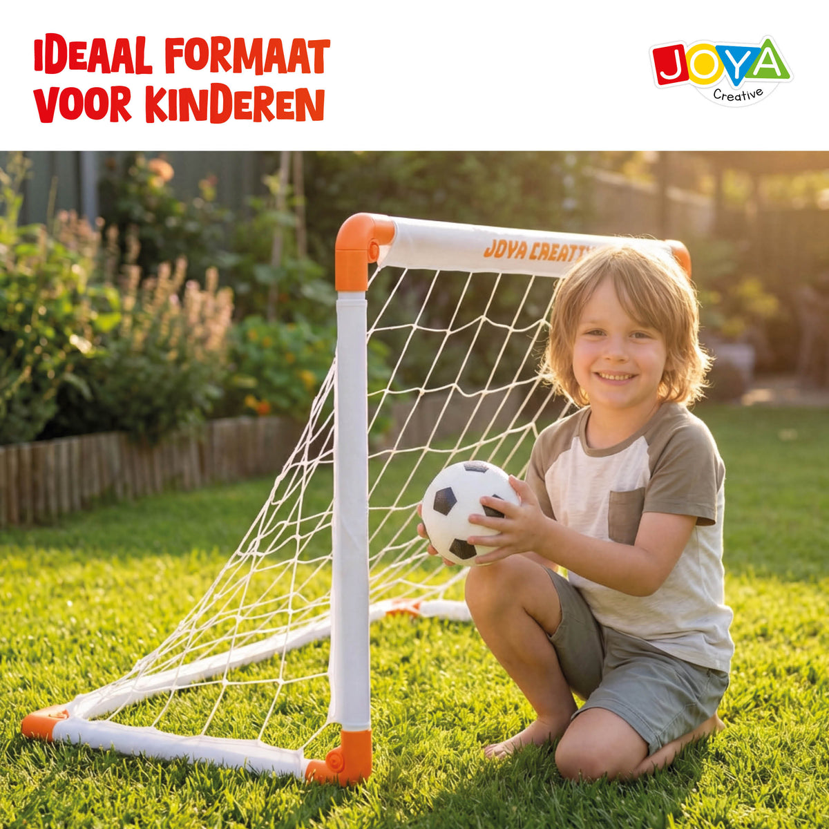 Joya Creative Set de 2 porterías de fútbol – Porterías de fútbol plegables con balón, bomba manual y bolsa de transporte para niños