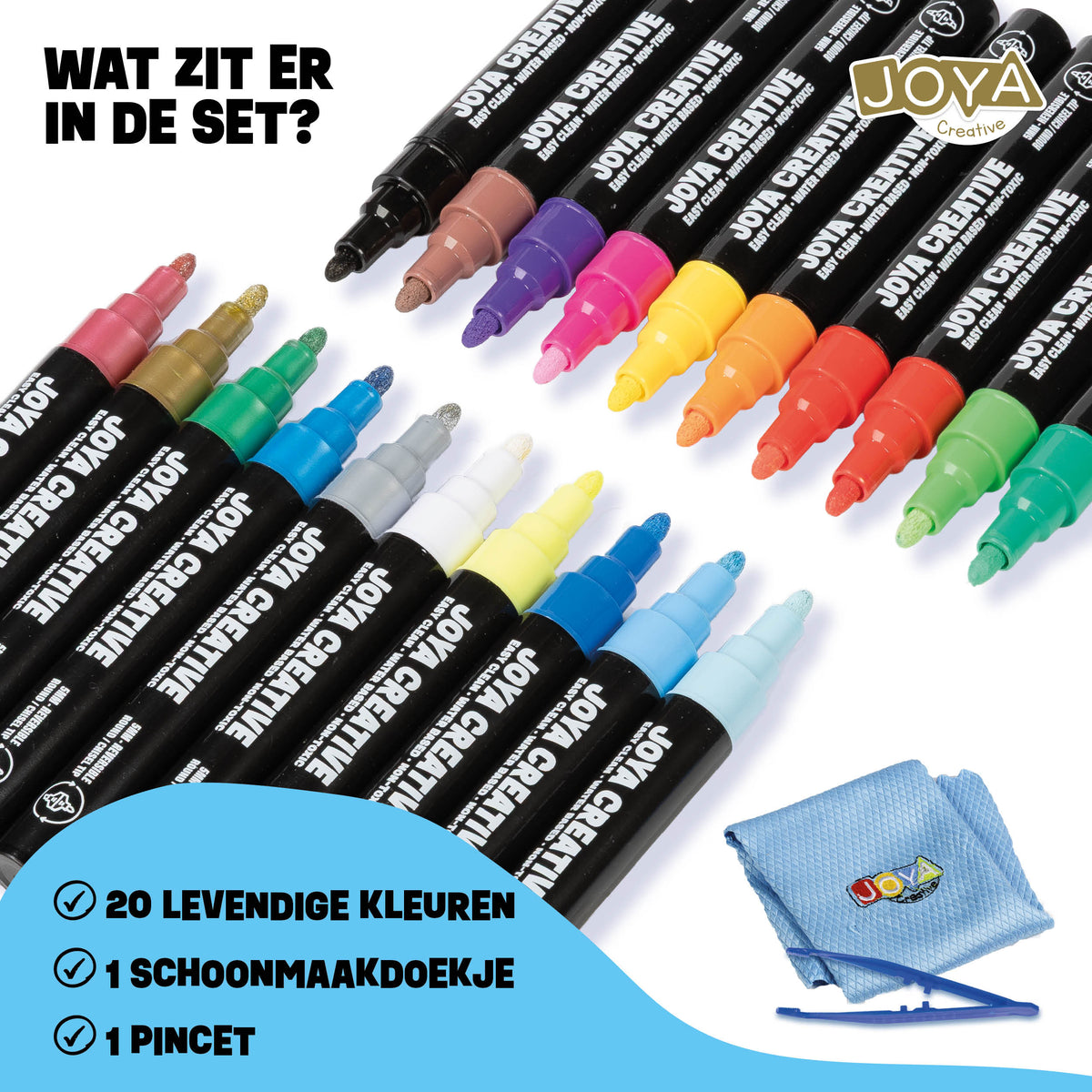 Joya Creative Raamstiften Set 20 Delig – Afwasbare Krijtstiften voor Ramen, Krijtborden en Glas