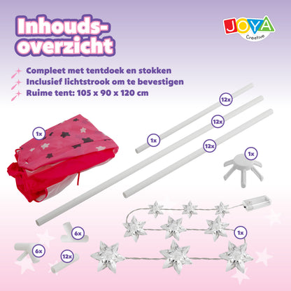 Joya Creative Princess Tent with LED Lighting - Pink Playhouse for Girls with Curtains